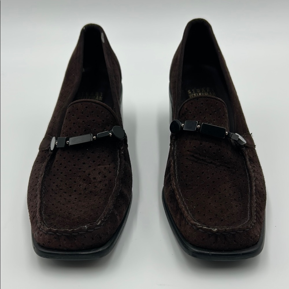 Stuart Weitzman Brown Suede Loafers Slip-On Design 7M - Picture 2 of 14